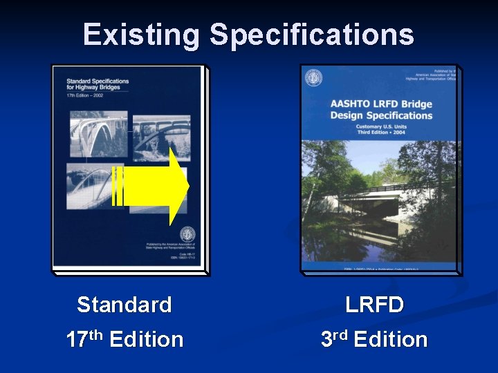 Existing Specifications Standard LRFD 17 th Edition 3 rd Edition 