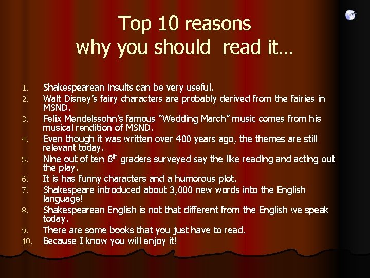 Top 10 reasons why you should read it… 1. 2. 3. 4. 5. 6.