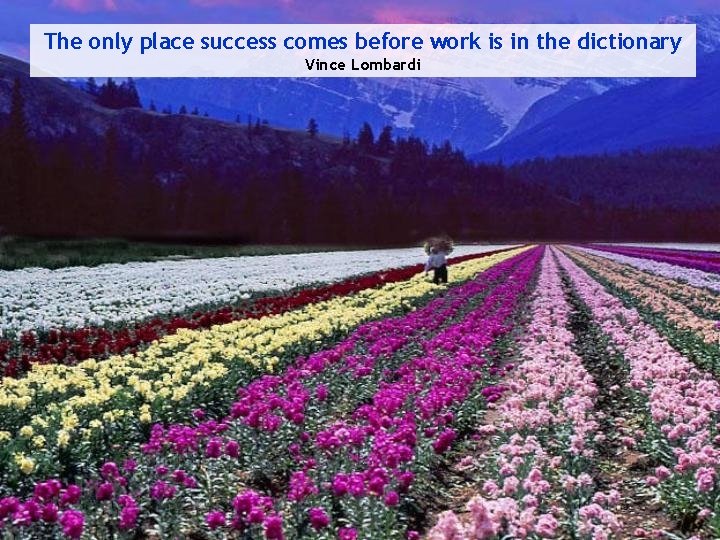 The only place success comes before work is in the dictionary Vince Lombardi 
