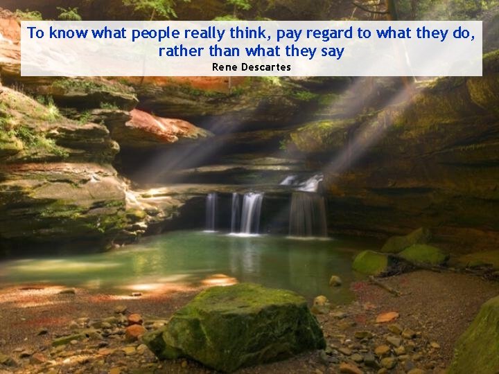 To know what people really think, pay regard to what they do, rather than