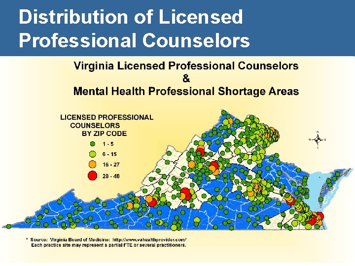 Distribution of Licensed Professional Counselors 