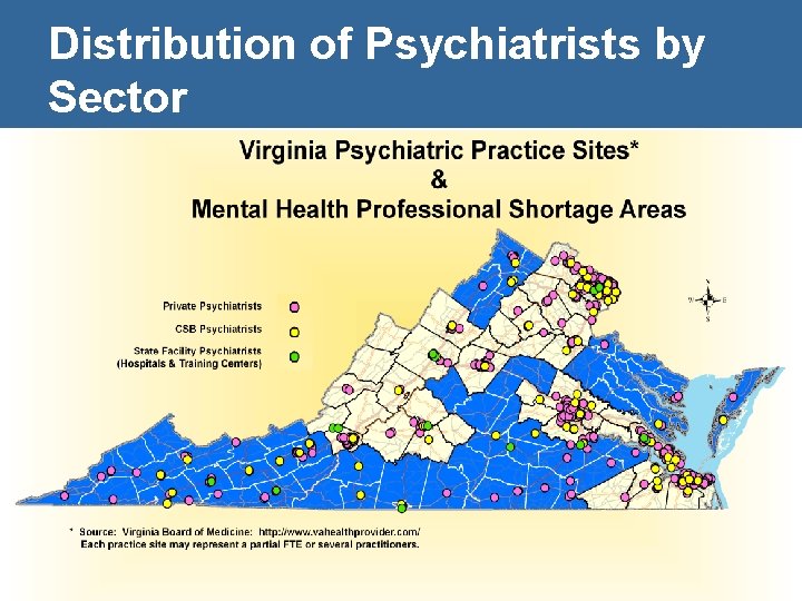 Distribution of Psychiatrists by Sector 