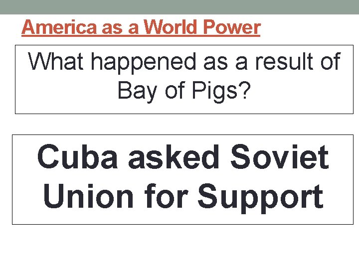 America as a World Power What happened as a result of Bay of Pigs?