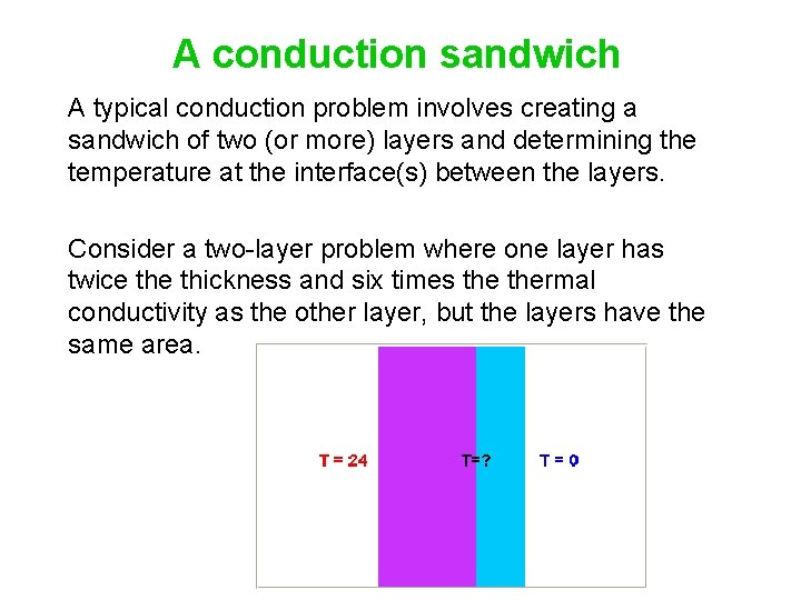 A conduction sandwich A typical conduction problem involves creating a sandwich of two (or