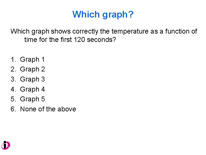 Which graph? Which graph shows correctly the temperature as a function of time for