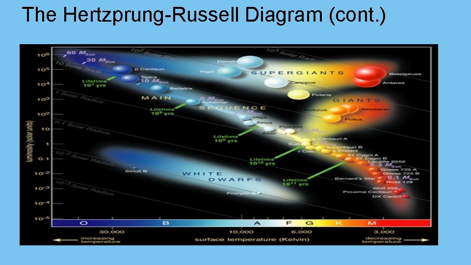 The Hertzprung-Russell Diagram (cont. ) 