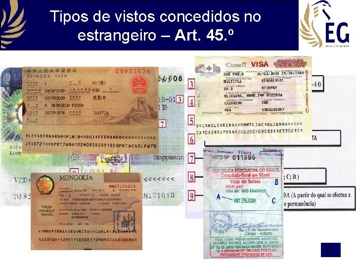 Tipos de vistos concedidos no estrangeiro – Art. 45. º 24 