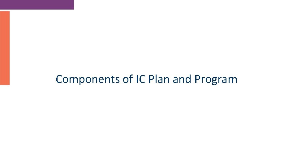 Components of IC Plan and Program 