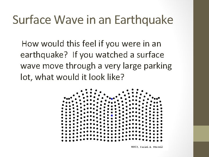 Surface Wave in an Earthquake How would this feel if you were in an