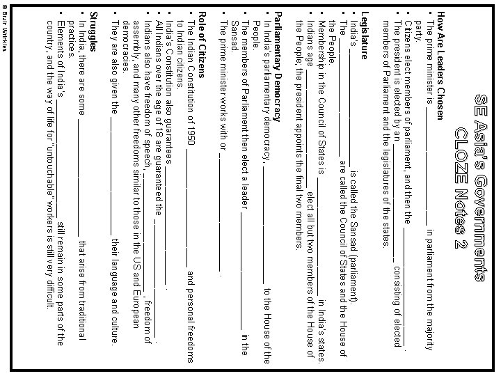 SE Asia’s Governments CLOZE Notes 2 How Are Leaders Chosen • The prime minister