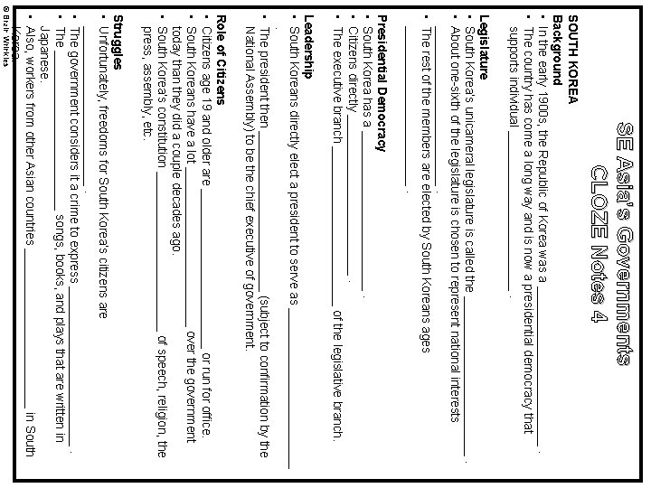 SE Asia’s Governments CLOZE Notes 4 SOUTH KOREA Background • In the early 1900