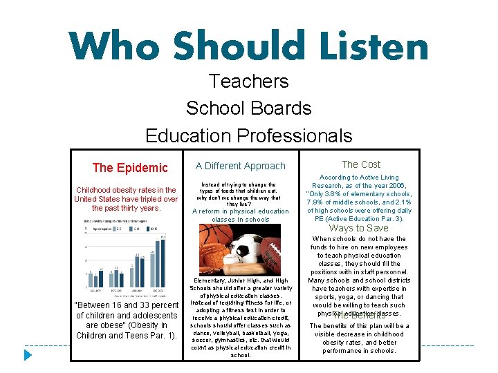 Who Should Listen Teachers School Boards Education Professionals The Epidemic Childhood obesity rates in