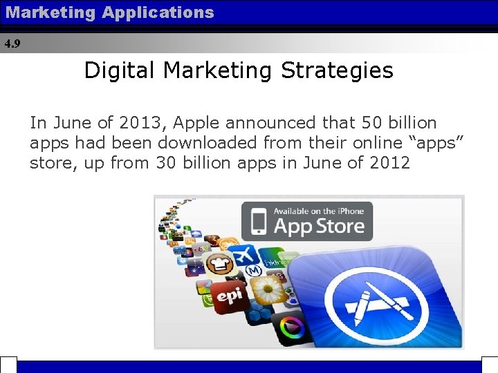 Marketing Applications 4. 9 Digital Marketing Strategies In June of 2013, Apple announced that