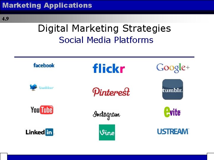 Marketing Applications 4. 9 Digital Marketing Strategies Social Media Platforms 