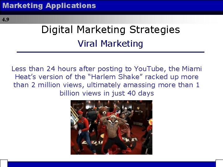 Marketing Applications 4. 9 Digital Marketing Strategies Viral Marketing Less than 24 hours after