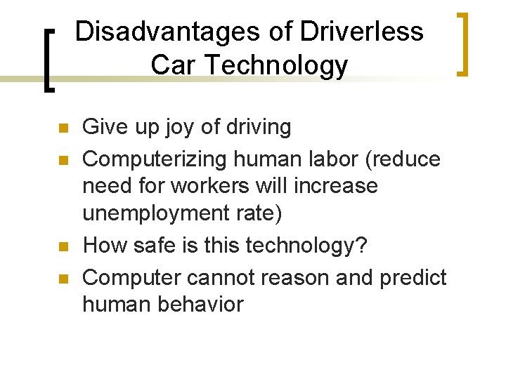 Driverless Car Technology Background n n Futurama built