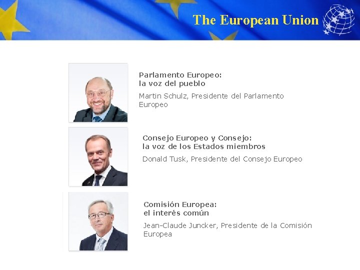 The European Union Parlamento Europeo: la voz del pueblo Martin Schulz, Presidente del Parlamento