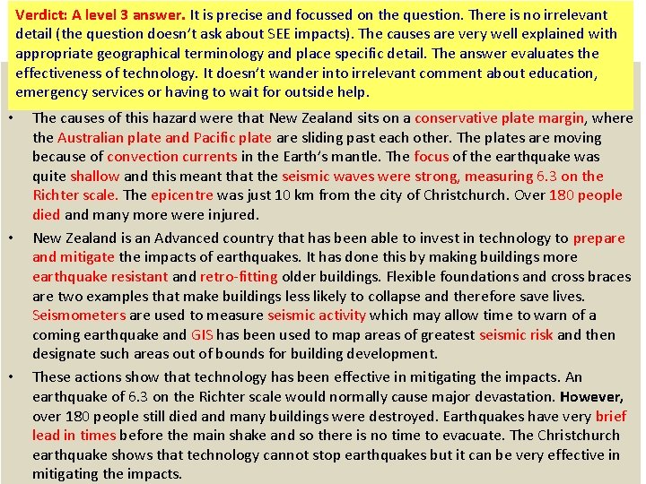 Verdict: AFor Example: level a named 3 answer. tectonic It is precise hazardand describe