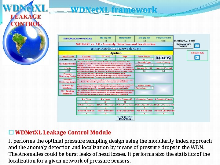 WDNet. XL framework � WDNet. XL Leakage Control Module It performs the optimal pressure