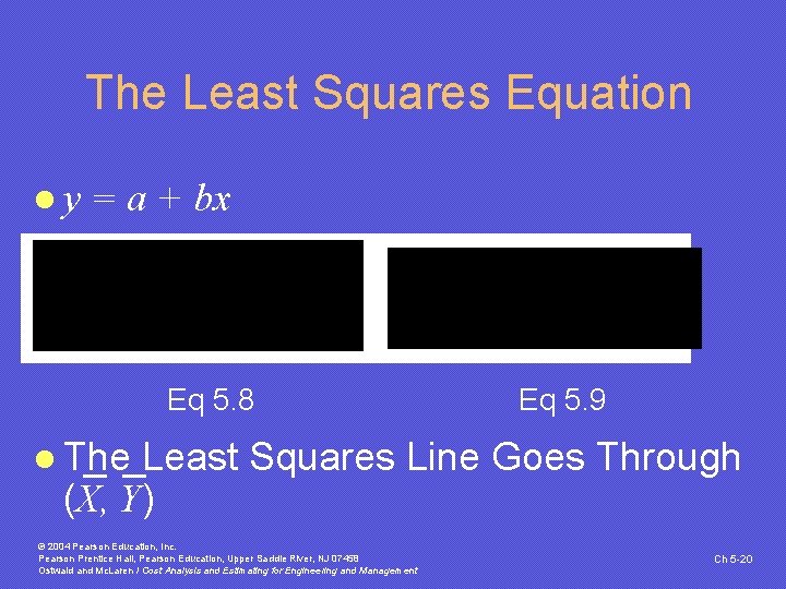 The Least Squares Equation ly = a + bx Eq 5. 8 Eq 5.