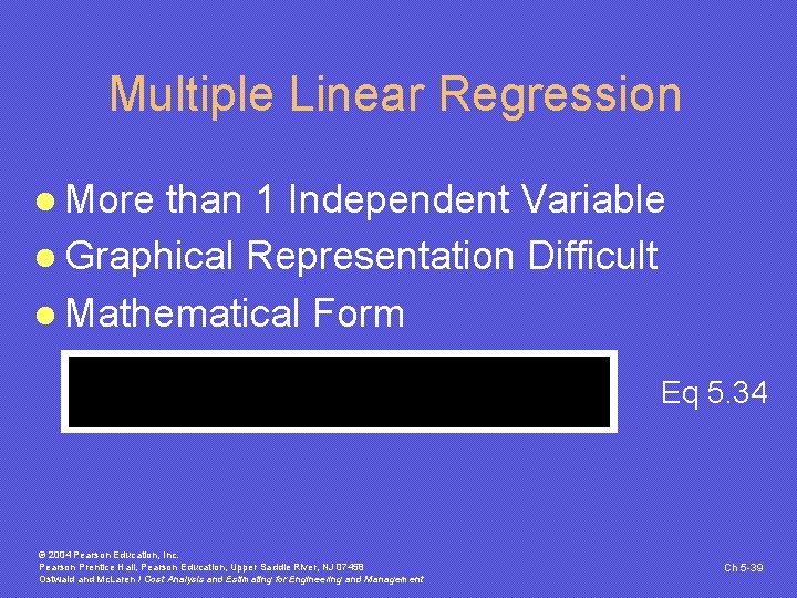 Multiple Linear Regression l More than 1 Independent Variable l Graphical Representation Difficult l