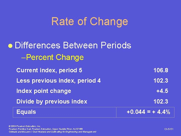 Rate of Change l Differences Between Periods -Percent Change Current index, period 5 106.