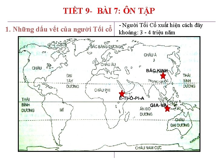 TIẾT 9 - BÀI 7: ÔN TẬP - Người Tối Cổ xuất hiện cách