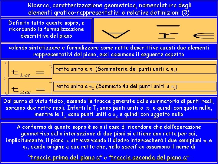 Ricerca, caratterizzazione geometrica, nomenclatura degli elementi grafico-rappresentativi e relative definizioni (3) Definito tutto quanto