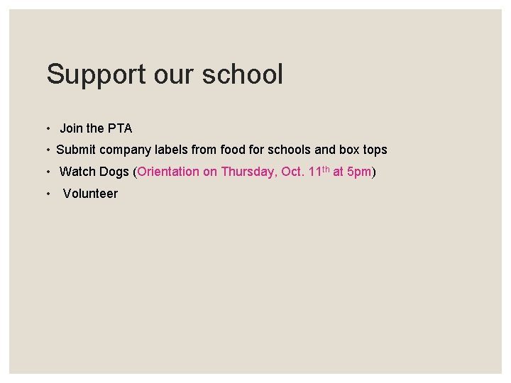 Support our school • Join the PTA • Submit company labels from food for