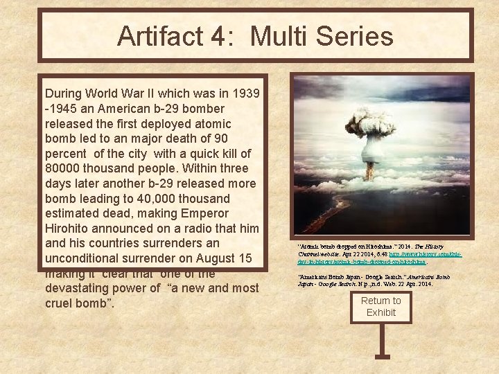 Artifact 4: Multi Series During World War II which was in 1939 -1945 an