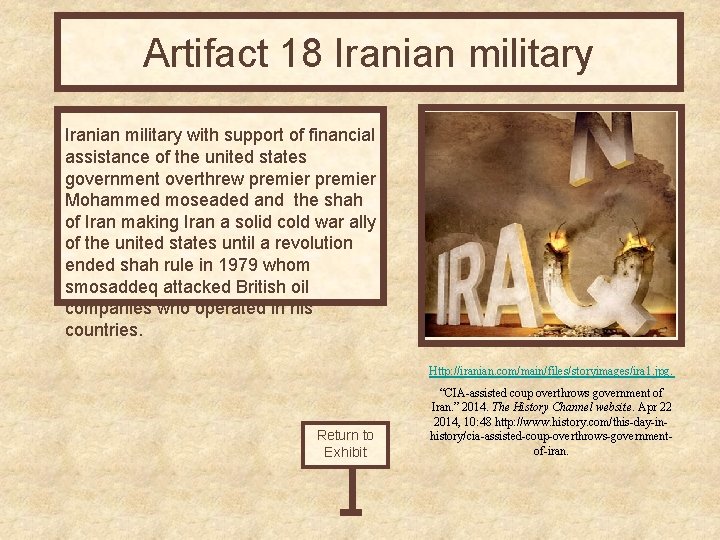 Artifact 18 Iranian military with support of financial assistance of the united states government