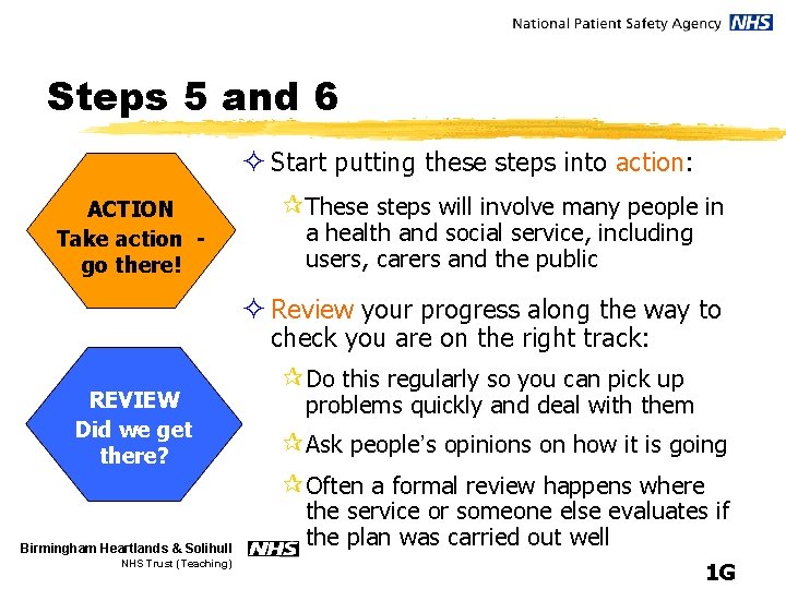 Steps 5 and 6 ² Start putting these steps into action: ACTION Take action