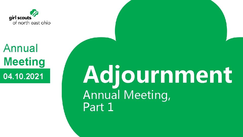 Annual Meeting 04. 10. 2021 Adjournment Annual Meeting, Part 1 