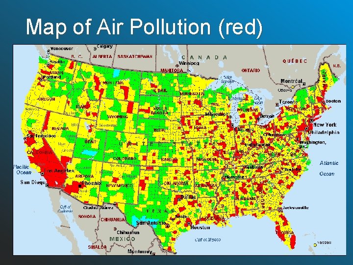Map of Air Pollution (red) 