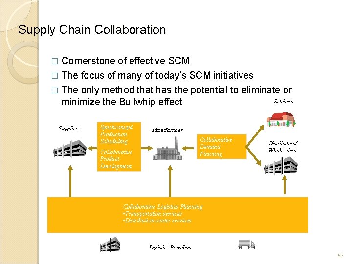 Supply Chain Collaboration Cornerstone of effective SCM � The focus of many of today’s