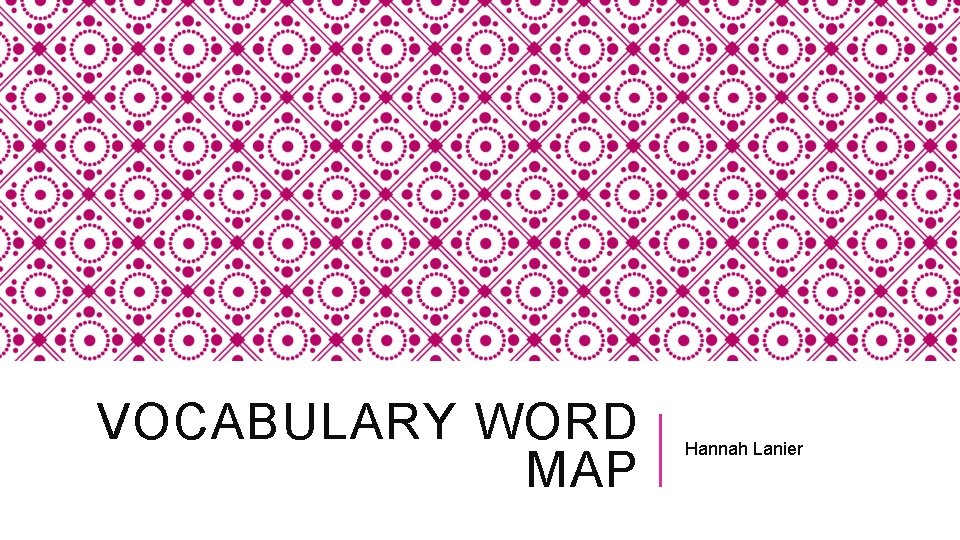 VOCABULARY WORD MAP Hannah Lanier 