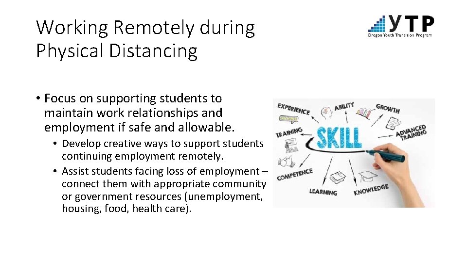 Working Remotely during Physical Distancing • Focus on supporting students to maintain work relationships