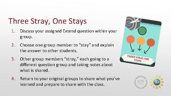 Three Stray, One Stays 1. Discuss your assigned Extend question within your group. 2.