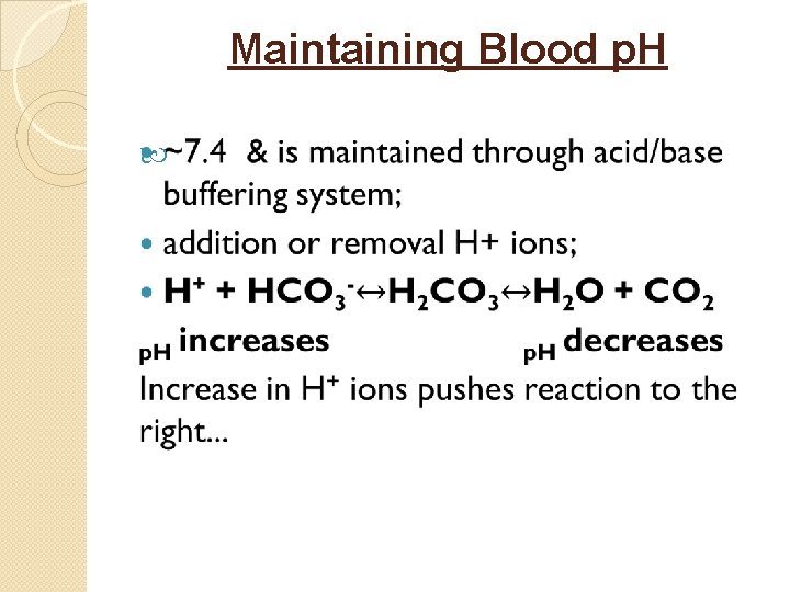 Maintaining Blood p. H 