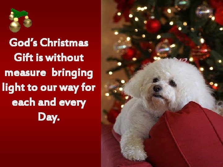God’s Christmas Gift is without measure bringing light to our way for each and