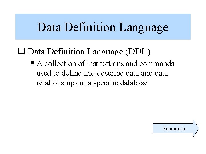 Data Definition Language q Data Definition Language (DDL) § A collection of instructions and Data Definition Language q Data Definition Language (DDL) § A collection of instructions and