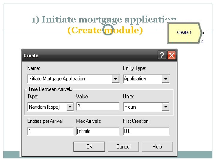 1) Initiate mortgage application (Create module) 