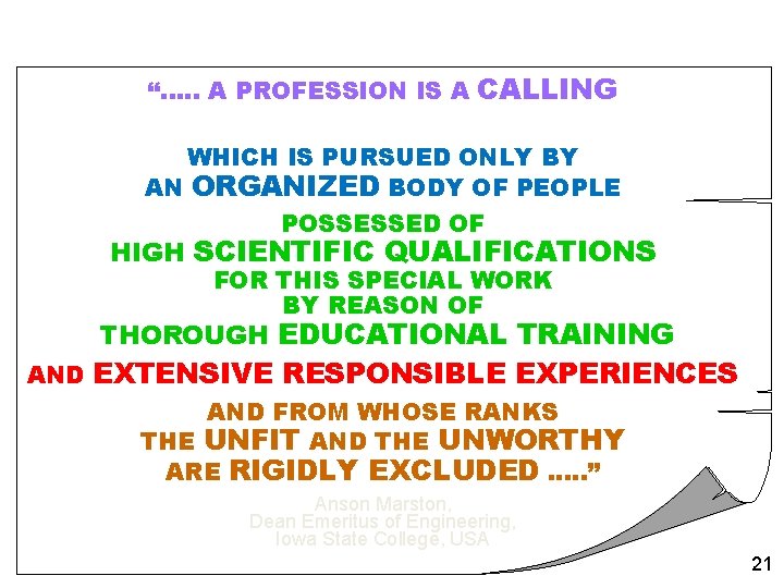 “. . … A PROFESSION IS A CALLING WHICH IS PURSUED ONLY BY AN