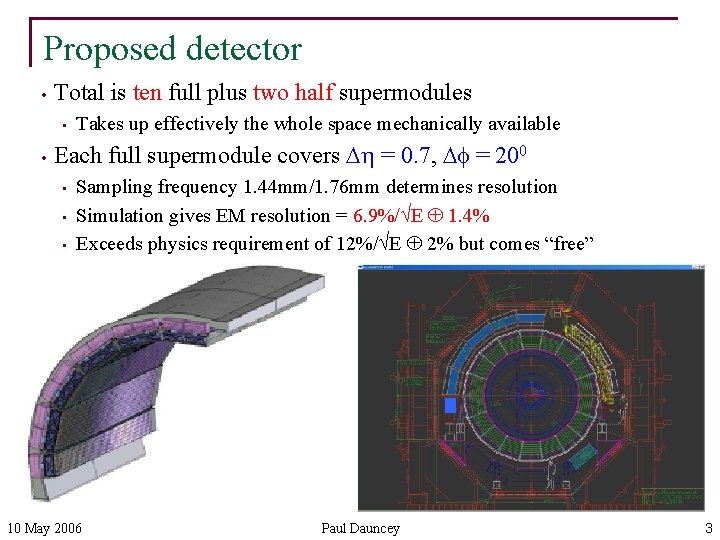 Proposed detector • Total is ten full plus two half supermodules • • Takes