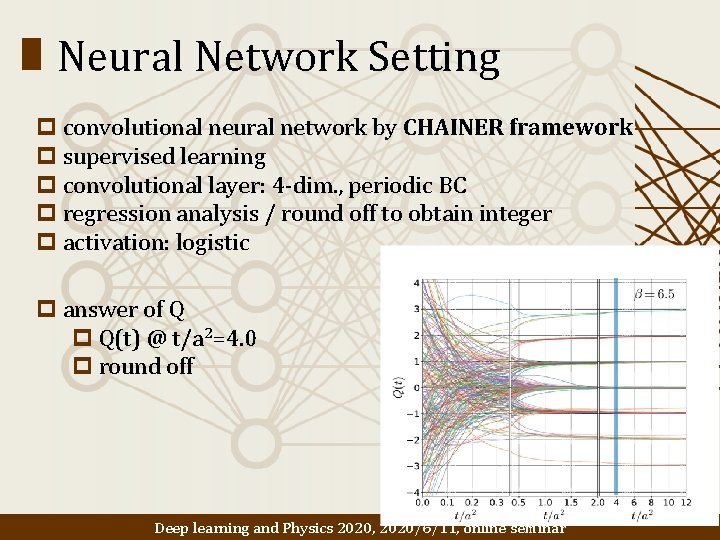 Neural Network Setting p convolutional neural network by CHAINER framework p supervised learning p