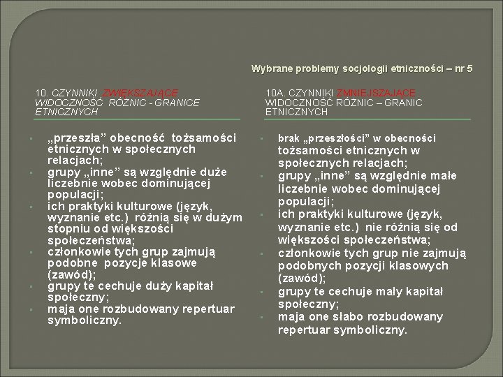 Wybrane problemy socjologii etniczności – nr 5 10. CZYNNIKI ZWIĘKSZAJĄCE WIDOCZNOŚĆ RÓŻNIC - GRANICE