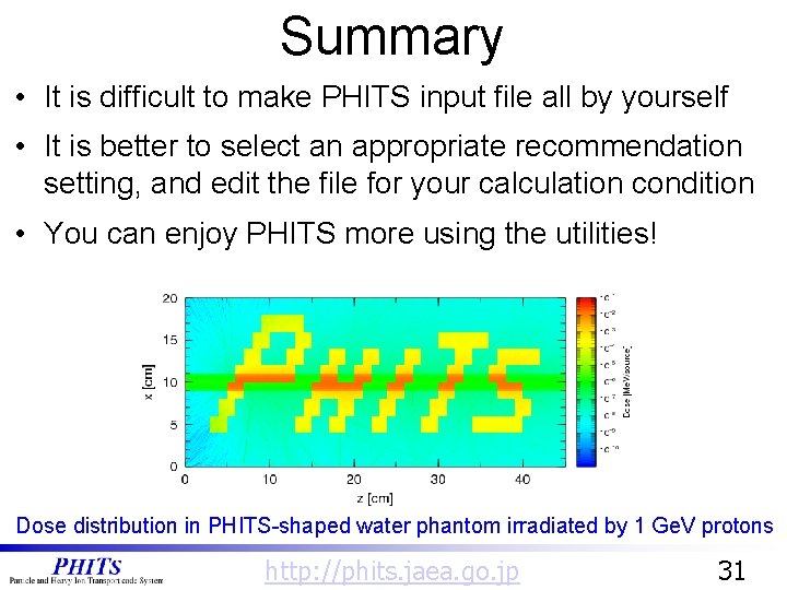 Summary • It is difficult to make PHITS input file all by yourself • Summary • It is difficult to make PHITS input file all by yourself •