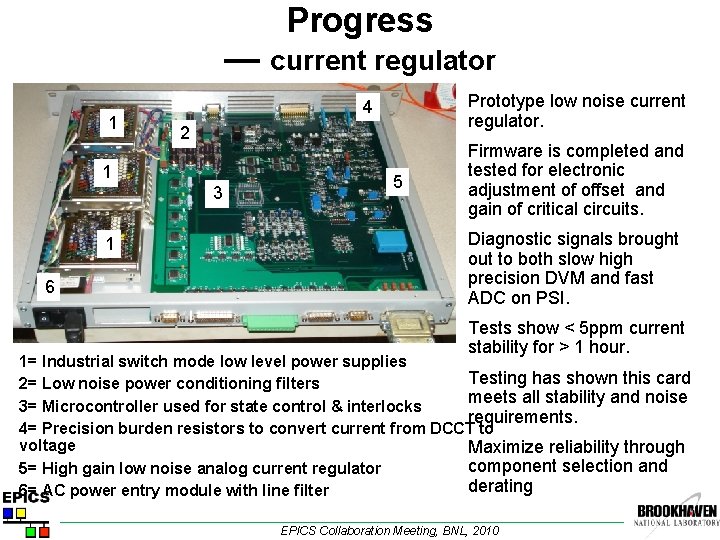 Progress — current regulator 1 2 1 3 1 6 Prototype low noise current