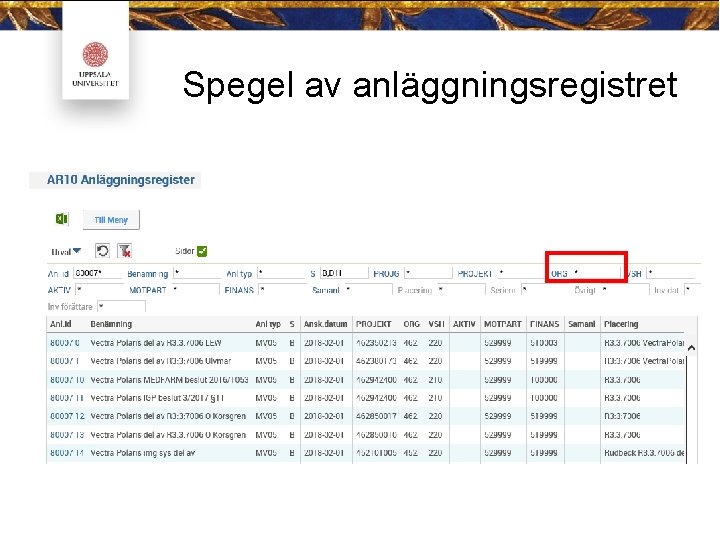 Spegel av anläggningsregistret 