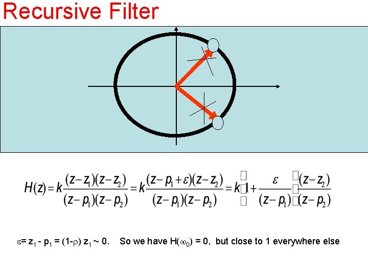 Recursive Filter e= z 1 - p 1 = (1 -r) z 1 ~